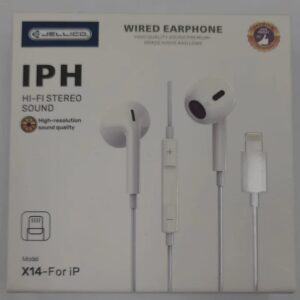 JELLICO WIRED EARPHONE WITH LIGHTNING CONNECTOR FOR IPHONE, IPAD HI-FI STEREO SOUND MODEL X14-FOR IP